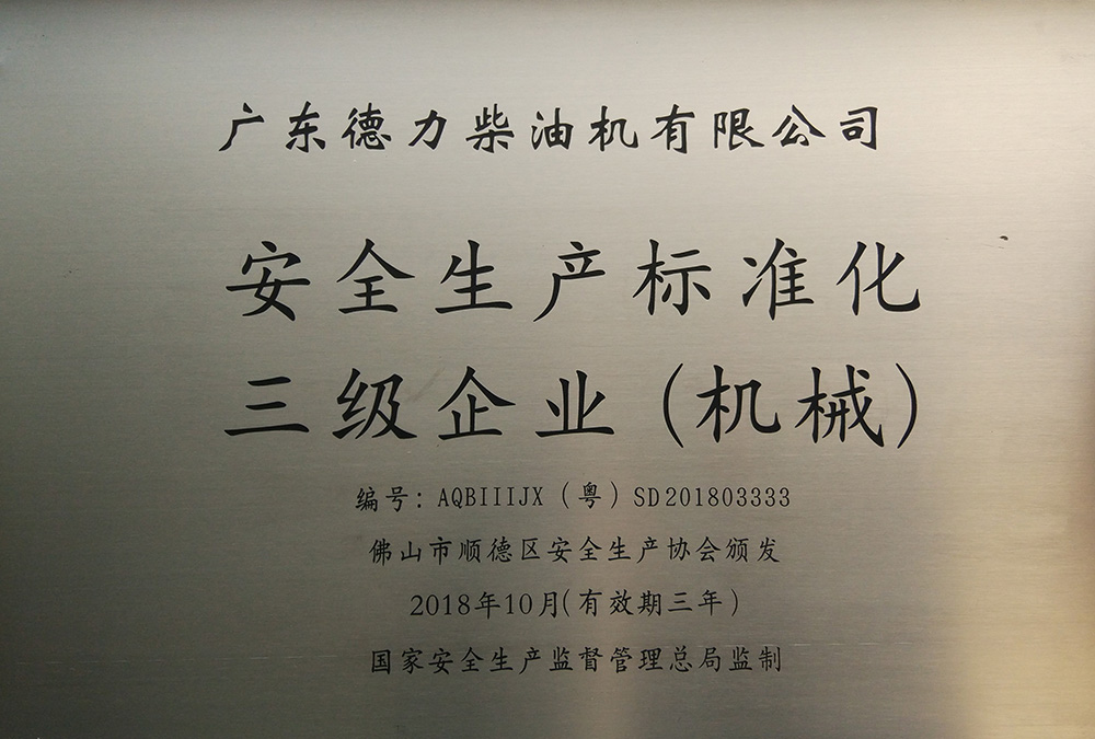 Class III enterprise of safety production standardization